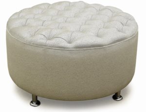 round upholstered ottoman deep button.