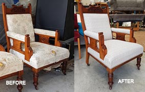 CHair before and after reupholstry