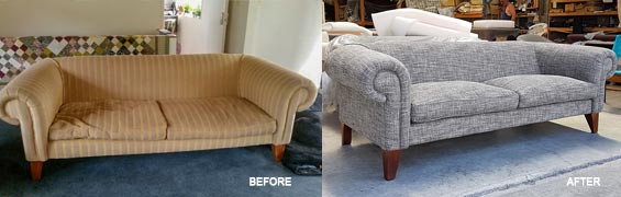 Before & After sofa reupholstry